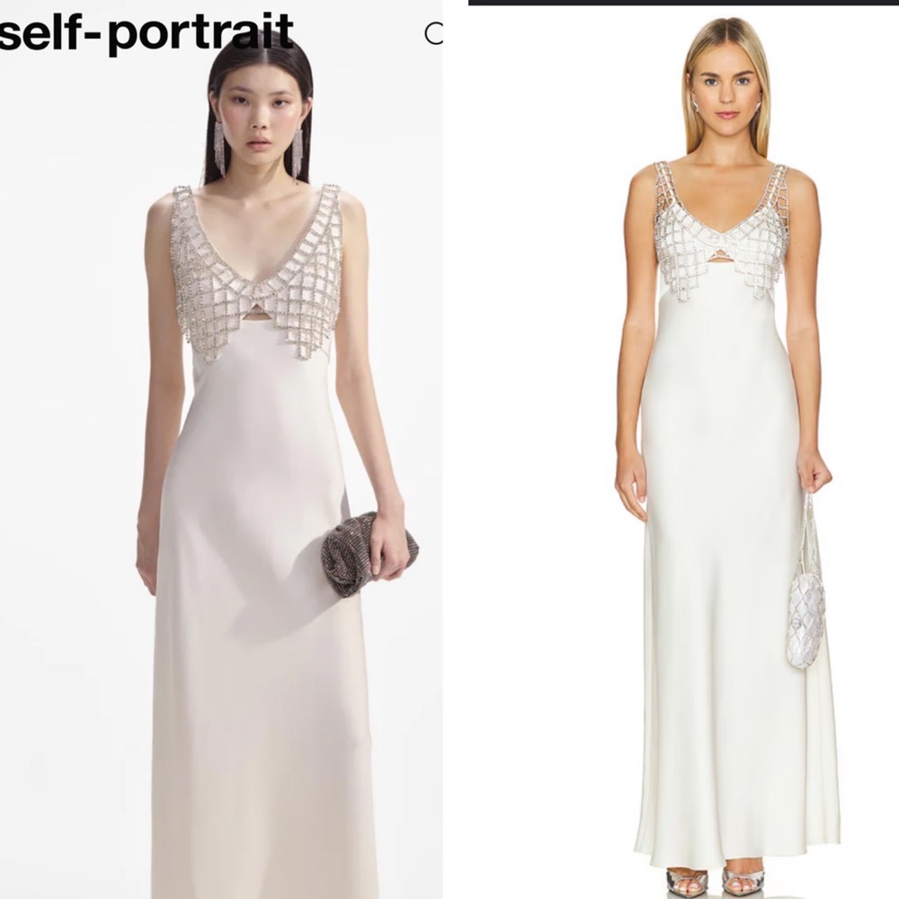 self-portrait Diamante Bralette Maxi Dress cream